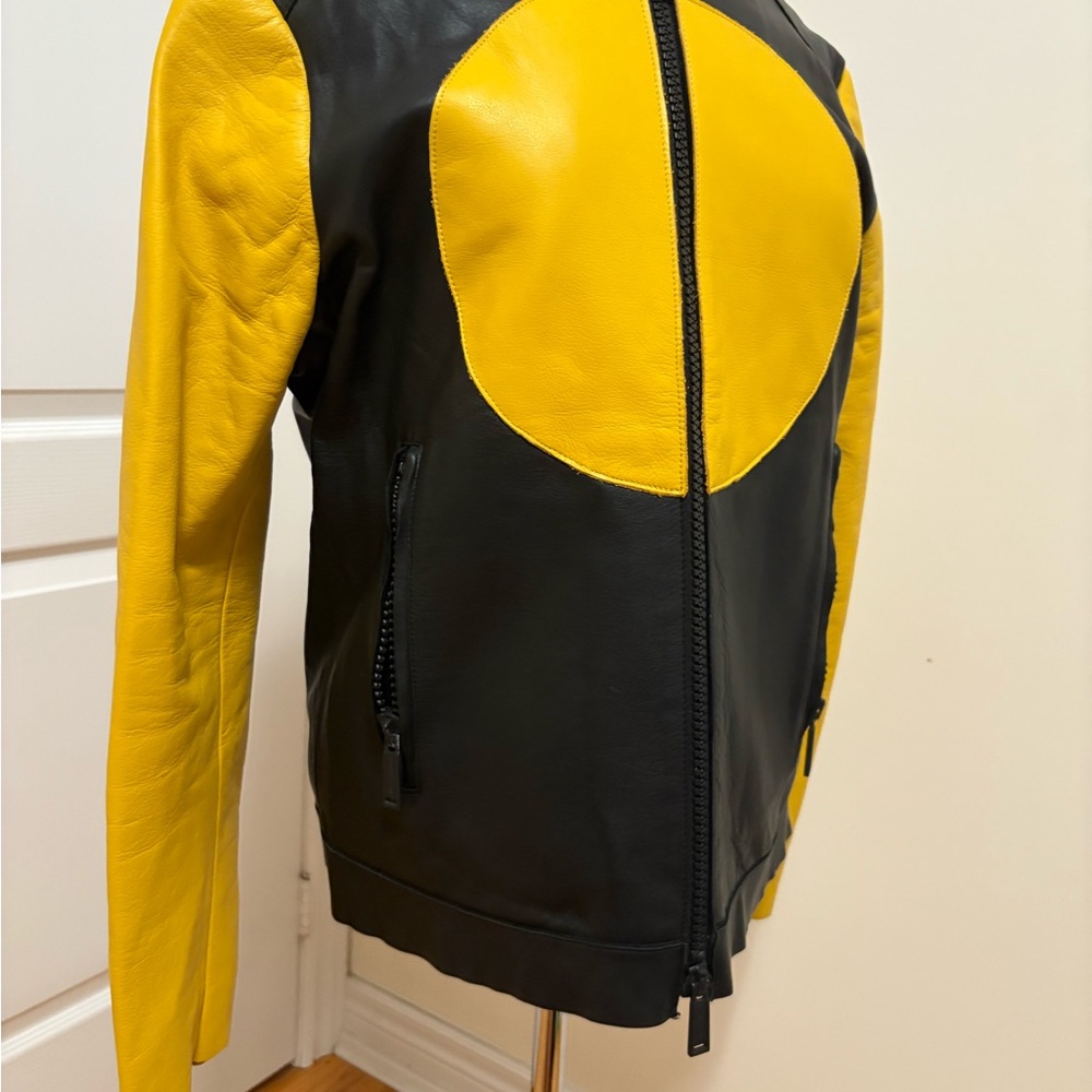 DSQUARED2 Yellow and Black Leather Jacket